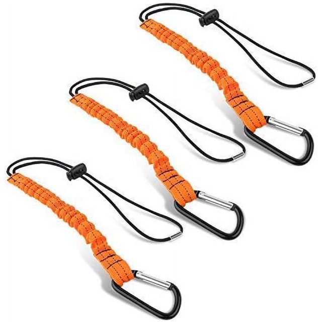 ORUYROP Lanière d'Outil, Outil de Sécurité à Libération Rapide Absorbant les Chocs avec Cordon Élastique Rétractable et Clip Mousqueton et Boucle Réglable, Équipement de Protection contre les Chutes 15 Ib (3)