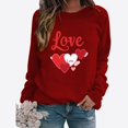 thumbnail image 2 of Amzcrzy Chandail pour Femmes à Col Rond à Manches Longues T-Shirts de la Saint-Valentin Amusants à Motif Léger Coupe Ample Chandail de Fête, 2 of 3