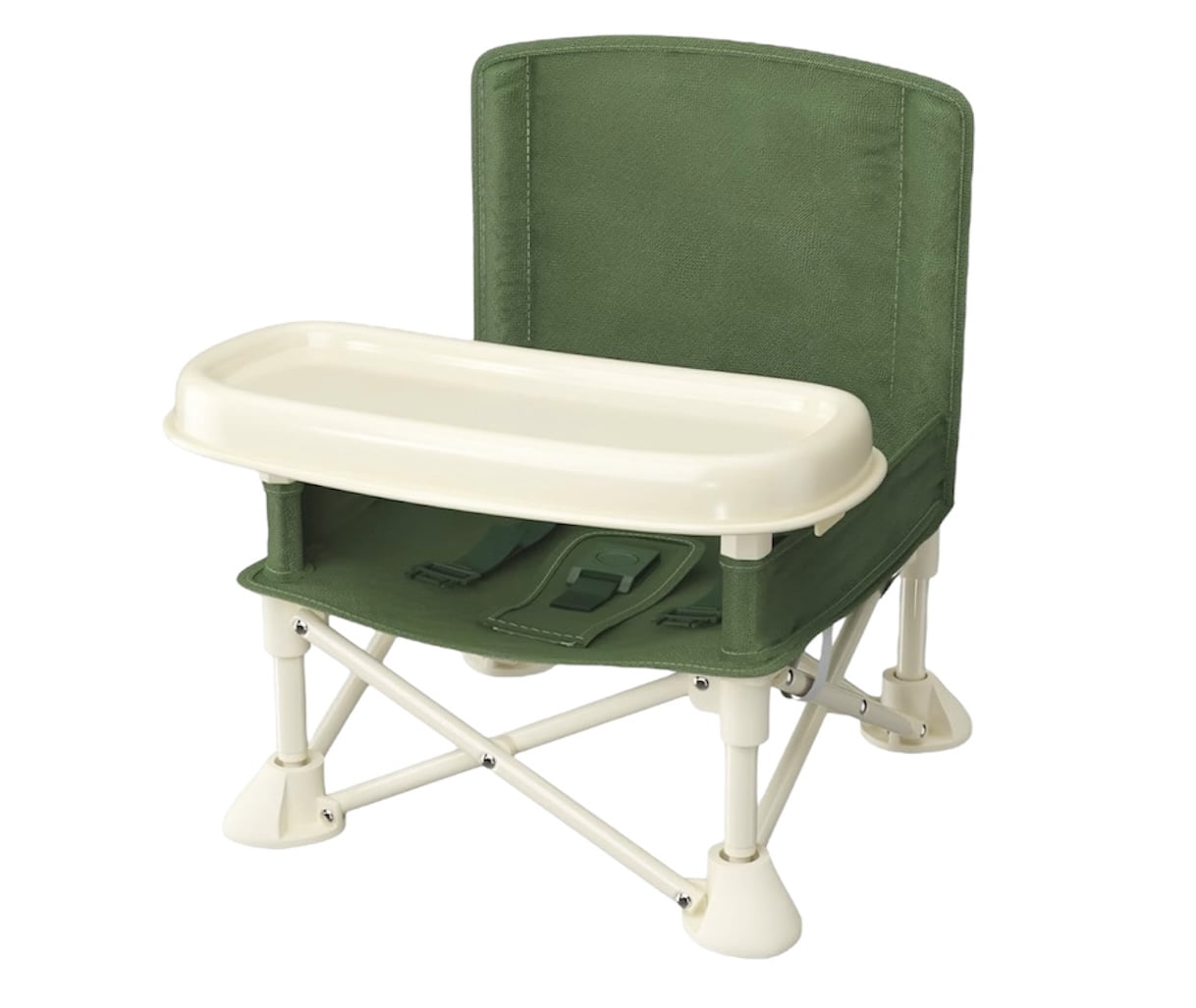Greenwalnut Portable Baby Chair | Camp Chair | Booster Seat With Removable Tray (Army Green)