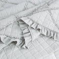 thumbnail image 4 of Marina Decoration Lush Ruffled Textured Shabby Chic Stitching Coverlet Bedspread Ultra Soft Solid Summer Embroidered Quilt Set with Quilted Shams, Grey Color, 4 of 6