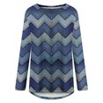 thumbnail image 4 of IROINID Tops Long Sleeve pour Femmes Épargne Tops Lounge Socket Geometry Imprimés, Bleu, 4 of 5