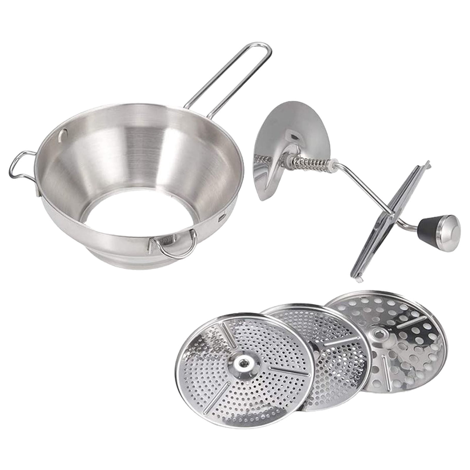 Food Mill Hand Crank Food Mill Stainless Steel Effortless Handle Tomato Mill For Interchangeable Discs Saving Space For Making Tomato Mashed Potatoes Soups Cordless Handheld Mixer Cordless Mixers