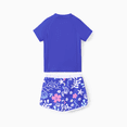 thumbnail image 3 of Disney Stitch Kid Girl 2pcs Character Tropical Floral Colorblock Print Short-sleeve Tops and Trunks UPF 50+ Swimsuit Set, 3 of 8