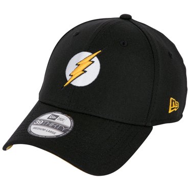 The Flash Logo DC Comics Black Colorway New Era 39Thirty Fitted Hat-Medium/Large