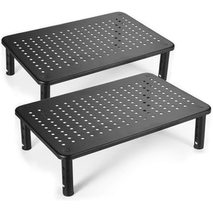 Urban Deco Monitor Stand Riser, Metal Computer Stand Riser with Mesh Platform, 3 Height Adjustable for Laptop, Computer( Black-2pk)