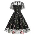 thumbnail image 2 of Robe d'Été pour Femmes 2024 Mode Grande Taille Robe de Soirée Brodée Manches Courtes Col Ras du Cou Robe Rabais de 50 % Liquidation!, 2 of 6