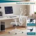 thumbnail image 4 of Ergonomic High Back Mesh Office Chair - Adjustable Headrest & Lumbar Support - Turnover-Up Arms - Swivel Wheels - Reclining Function, 4 of 8