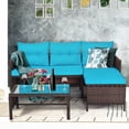 thumbnail image 3 of Patiojoy 3-Piece Outdoor Rattan Wicker Sectional Sofa Set Patio Conversation Sofa Set, 3 of 8
