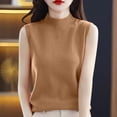 thumbnail image 2 of Sentmoon Sweater Vest High Neck Sleeveless Knitted Fall Outfits for Women Plus Size Solid Color Slim Warm Workout Tops for Women Winter for Early Spring Weather Brown M, 2 of 5