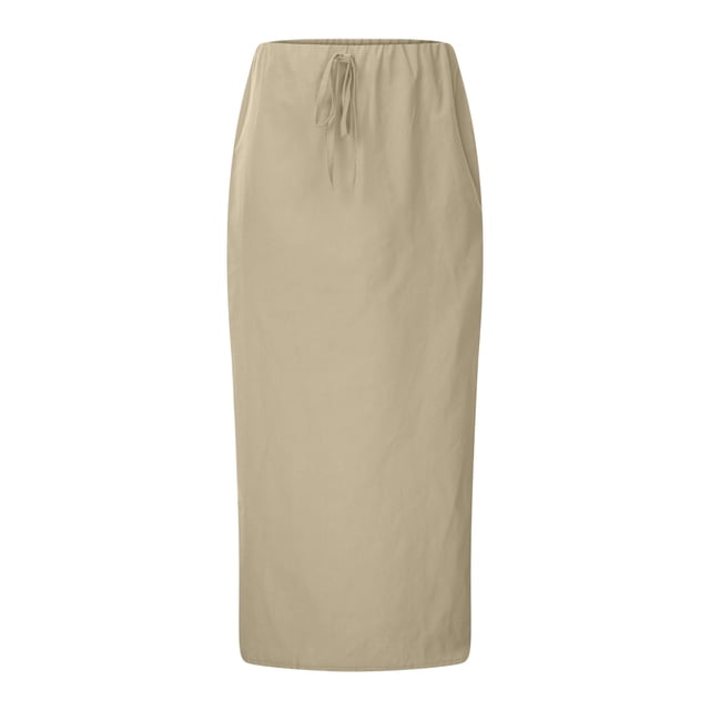 UANWENN Linen Flared Maxi Skirt with Back Slit Elastic Waist Drawstring Long Flowy Ankle Length Skirt Womens Jean Skirt Toddler Skirt Pleated Denim Skirt Chiffon Skirt Pleated Tennis Skirt Hoop Skirt