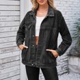 thumbnail image 2 of Posijego Veste en Denim pour Femme Tendance à Manches Longues à Revers Boutonnée Vestes en Jean Mode Décontractée Manteau, 2 of 5