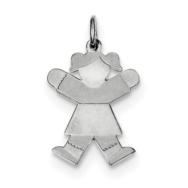 Sterling Silver Rhodium-plated Kid Charm XK1563SS (24mm x 15mm)