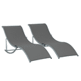 thumbnail image 1 of Outsunny Chaises Longues d'Extérieur Pliables en Forme de S - Ensemble de 2, Gris Foncé, 1 of 10