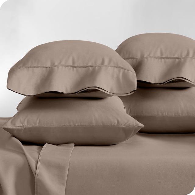 Bare Home Pillowcase Set - Premium 1800 Collection - Double Brushed - Ultra Soft - Standard Size, Taupe, 4 Count
