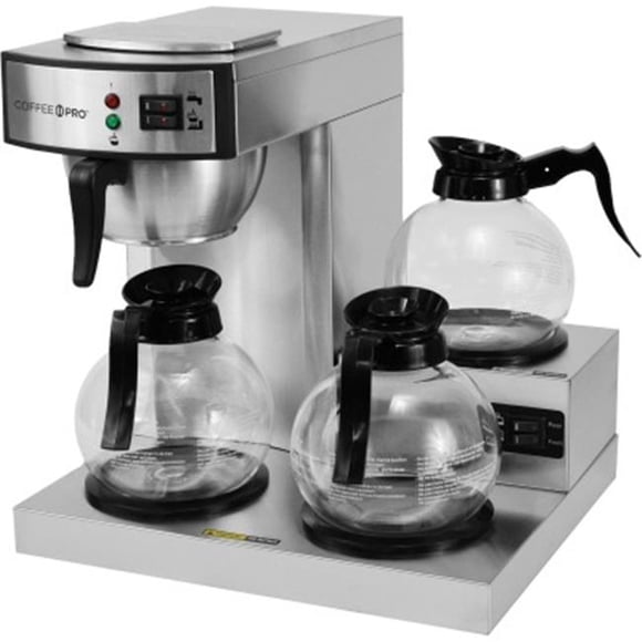 Coffee Pro CFPCPRLG Cafetière Commerciale à 3 Brûleurs de 2,32 Pintes, Argent
