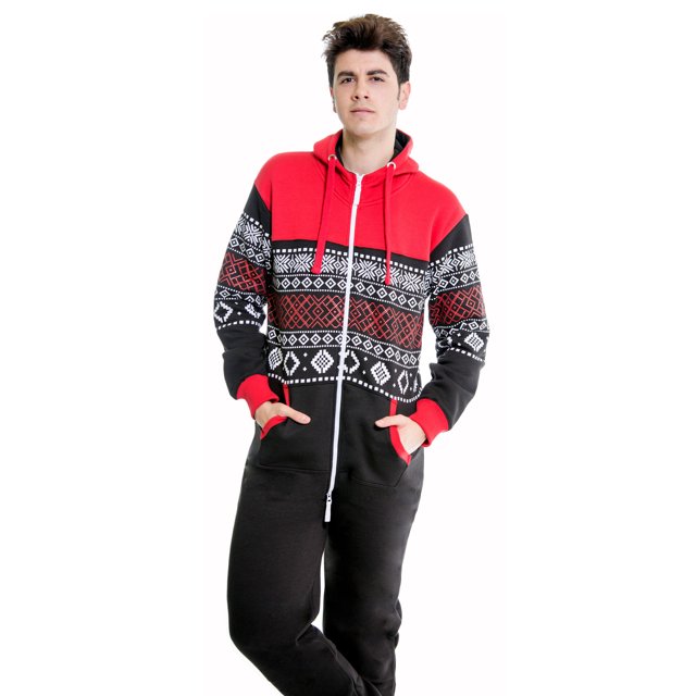Mens Fashion Adult Jumpsuit One Piece Non Footed Pajamas
