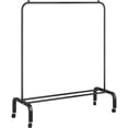 thumbnail image 2 of SUSUZI 51” Single Rod Clothes Rack, Heavy-Duty Garment Rack with Wheels, Closet Organizer with 6 Hooks & Bottom Storage (Black), 2 of 7