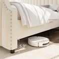 thumbnail image 4 of PIONEERWORKS King Size Bed Frame with 50.2“ Headboard Platform, Velvet Upholstered Bed Frame with Vertical Channel Tufted Headboard & Footboard, Cream, 4 of 9