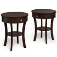 thumbnail image 1 of Costway 2 Pcs Table d'Appoint à 2 Niveaux Bout de Canapé Ronde Table de Nuit Chambre Salon Espresso, 1 of 10