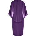 thumbnail image 2 of Hanna Nikole Robe à Manches Cape en Mousseline pour Femme, Grande Taille, Flatteuse, à Volants, avec Strass, Robe Crayon, 2 of 7