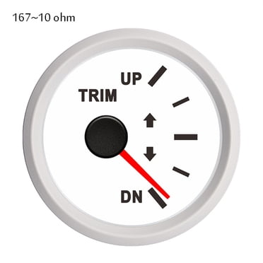 52mm Boat Marine Trim Gauge Meter UP-DN Gauges With Red Pointer For Auto Boat Yacht 167~10ohm