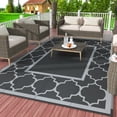 thumbnail image 1 of DEORAB Outdoor Rug Reversible 6x9' Patio Rug,Clearance Outside Plastic Waterproof Mat,Fordable Floor Rug for Patio, Camping, RV, Deck, Porch, Balcony, Backyard, black&grey, 1 of 7