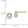 thumbnail image 2 of 14K Yellow Gold 5mm Bezel Aquamarine Stud Earrings, 2 of 2