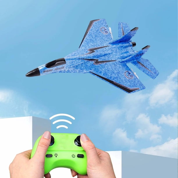 Avion Télécommandé LED En Mousse EVA – Planeur Stabilisé, 24 Min De Vol – Cadeau Pour Enfant Ado Adulte – Bleu