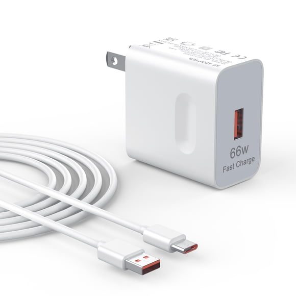 HFLRZZ 66W Supercharge Charger USB-C Fast Wall Charger for HUAWEI Mobile Phones, Tablets, Headphones with 6A USB to USB-C Cable, White