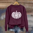 thumbnail image 2 of Arlun,Halloween Chandails en Molleton Citrouille 2025 Mode Automne Femmes Grande Taille Chandails à Lettres Imprimées Hauts Coupe Ample Confortable Col Rond Manches Longues Manteau Hauts Sans Capuche Vin G, 2 of 3