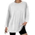 thumbnail image 2 of Timegard Hauts Surdimensionnés pour Femmes Col Rond Manches Longues Couleur Unie Tee-Shirt Basique Confortable Automne Décontracté Ample, 2 of 6