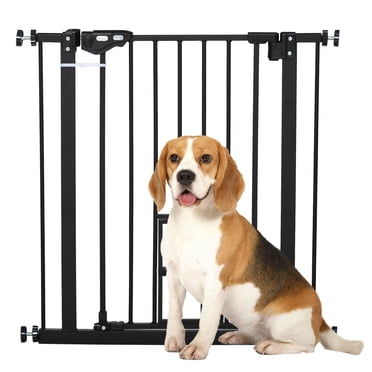 PawHut Barrière pour Animaux de 29 à 32 Pouces avec Porte pour Chat, Fermeture Automatique pour Chiens, Chats