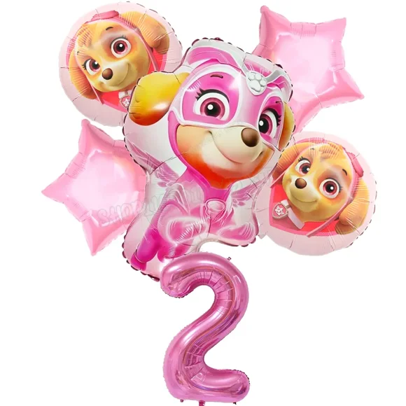 Paw Patrol Birthday Party Decoration Chase Skye Figure Dinner Plate Banners Cake Topper Numer Balloon Set Anime Themed Tableware