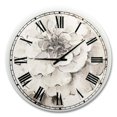 thumbnail image 1 of Designart 'Indigold Grey Peonies I' Traditional wall clock, 1 of 4