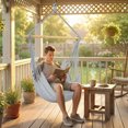 thumbnail image 2 of Outsunny Chaise Hamac, Chaise Balançoire Suspendue en Macramé, Gris, 2 of 10