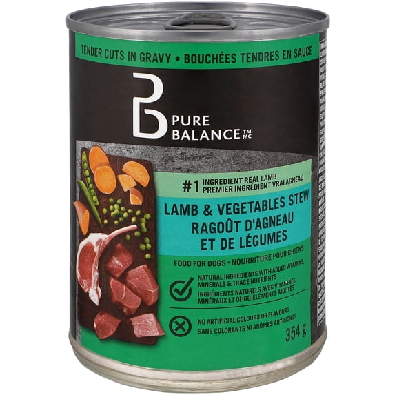 Pure Balance Lamb & Vegetables Stew Tender Cuts in Gravy Wet Dog Food, 354 G Can
