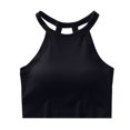 thumbnail image 1 of AherBiu Camisoles Courtes pour Femmes avec Soutien-Gorge Intégré, Tricot Côtelé, Col Licou, Décontractées pour Sorties, 1 of 5