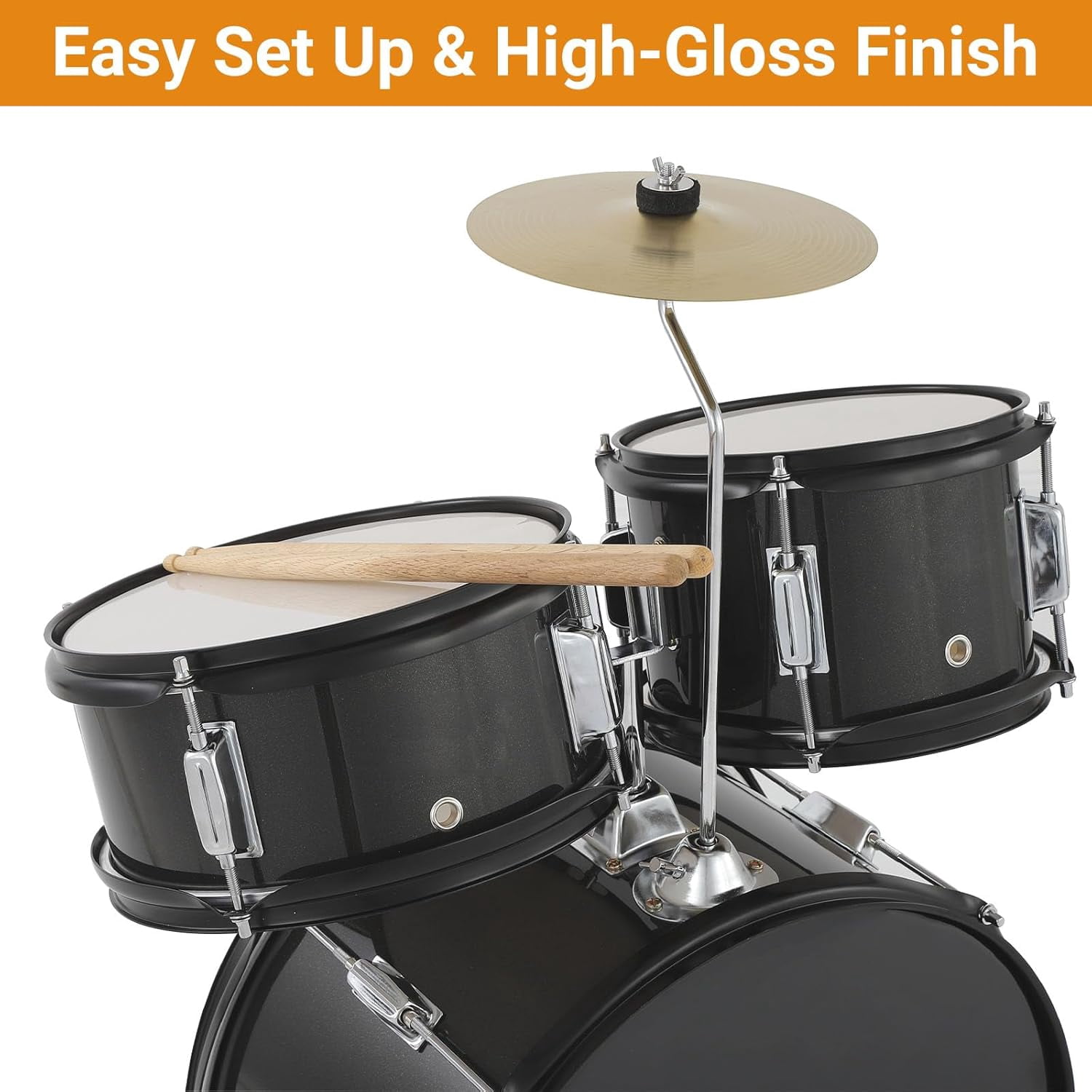 YUSAZENS 5-Piece Drum Set with Bass, Tom, Snare, Hi-Hat, Cymbal