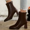 thumbnail image 2 of Birdeem Women's Winter Boots, Casual Comfortable, Solid Color, Square Toe, Rear Zipper, High Heel Ankle Boots, Women's Winter Boots, Women's Boots Ankle, 2 of 8