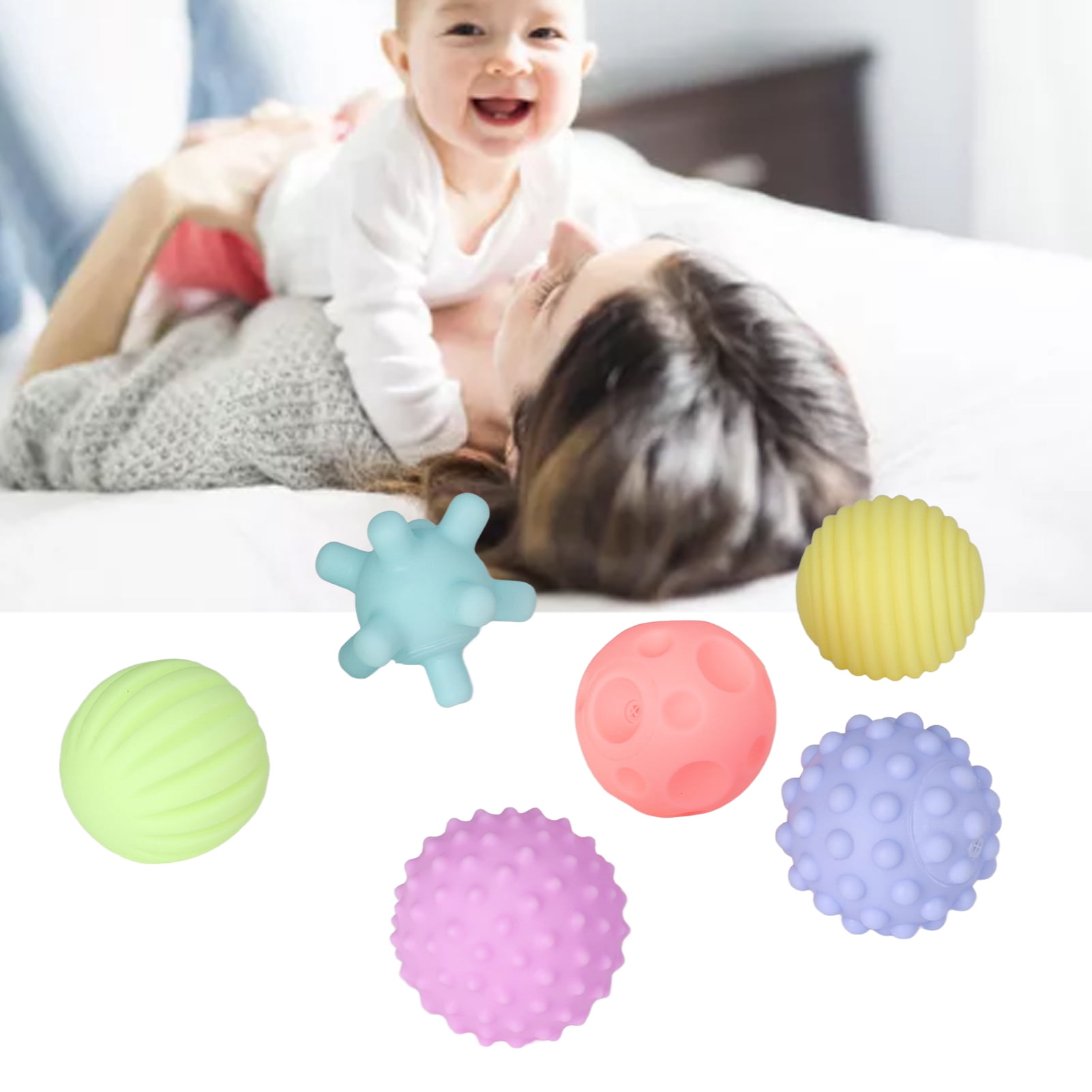 Balle Sensorielle Texturée, Ensemble de 6 Balles Texturées pour Bébé, Nourrisson, Drôle, Douce, Élastique, Multicolore, Jouet Balle Sensorielle à Presser pour la Maison