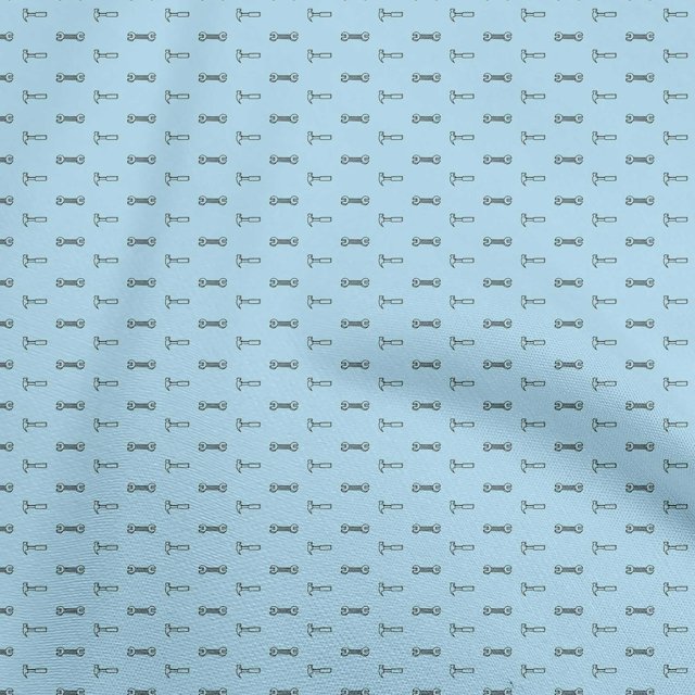 oneOone Tissu en Velours Bleu Clair Rétro Outils Matériel de Robe Tissu Imprimé Tissu au Mètre 58 Pouces de Large