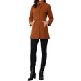 thumbnail image 2 of INSPIRE CHIC Women's Coat Mid Length Stand Collar Single Breasted Winter Outerwear Overcoat Light Brown Red M, 2 of 6