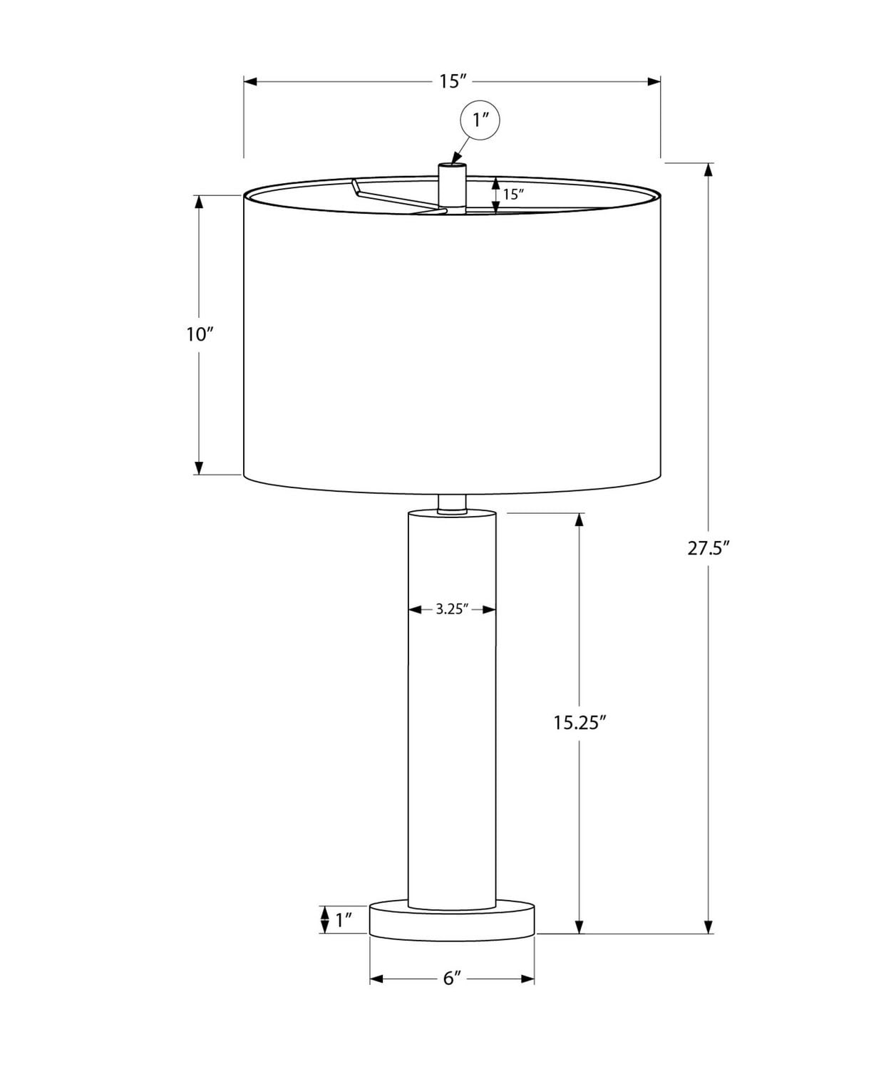 Monarch Specialties  Luminaire, 28"h, Lampe De Table, Hydridenickel Métal Hydrures, Teinte Ivoire / Crème, Contemporain