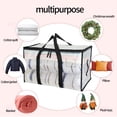 thumbnail image 4 of Sac de Rangement pour Arbre de Noël Sac de Rangement pour Couvertures Capacité de Charge Élevée Déménagement Grande Capacité Transparent avec Poignée Portable Robuste Pliable Multifonction Couette Organisateur de Vêtements Sac de Rangement Organisateur, 4 of 8