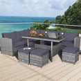 thumbnail image 1 of Gymax 7PCS Rattan Patio Sectional Sofa Set Conversation Set w/ Grey Cushions, 1 of 10
