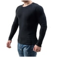 thumbnail image 1 of T-shirt Homme Hiver Col Rond Tricoté Décontracté Patchwork Chandail Base Noir Vêtements d'Automne Homme Taille TTG, 1 of 6