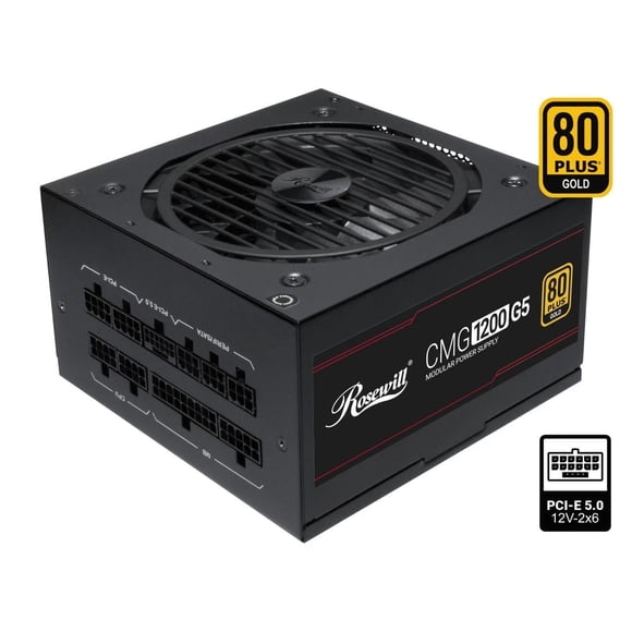 Rosewill CMG5 1200W, ATX 3.0 & 3.1 Compatible, 80+ Gold Full Modular Power Supply, PCIe 5.0 600W 12V-2x6 Connector, Japanese Capacitor, 120mm FDB Fans, 5 Year Warranty - CMG1200G5