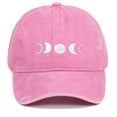 thumbnail image 2 of HNMKIU Moon Embroidery Distressed Washed Baseball Cap Classic Unstructured Low Profile Dad Hat for Daily Use Baseball Hats 03_Pink,One Size, 2 of 3