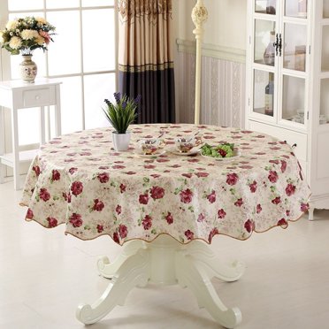 MYG Round Tablecloth - 70 Inch Round Stain and Wrinkle Resistant Washable Polyester Table Cover for Dining Table, Buffet Parties and Wedding, Rose