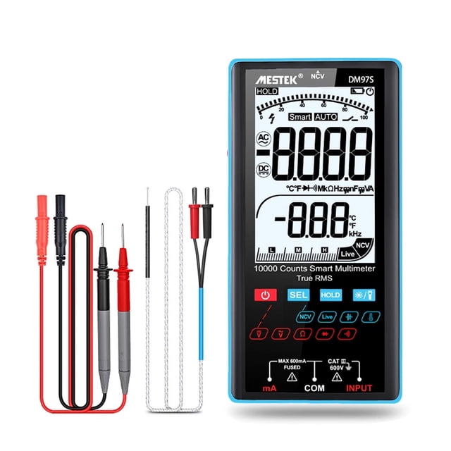 Amdohai DM97S Handheld Portable Multimeter 3.5 Inch LCD Display with Backlight Flashlight 9999 Counts NCV TRMS